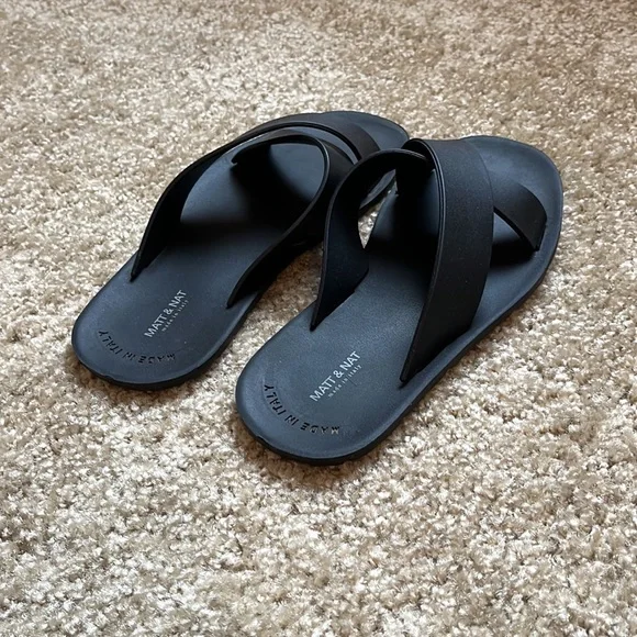 Matt & Nat Vegan Leather Black Sandals - Picture 3 of 7